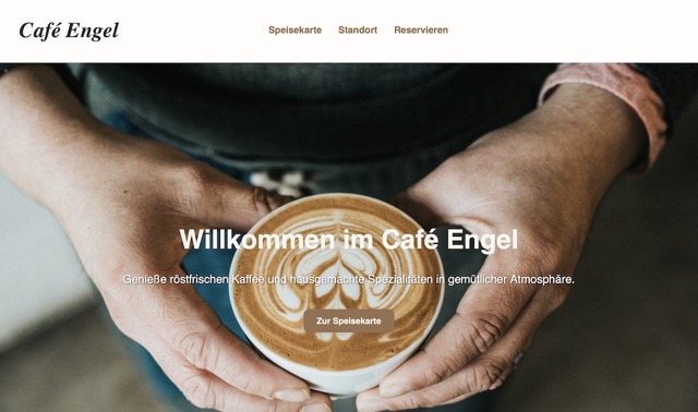 Café Engel Website Vorschau